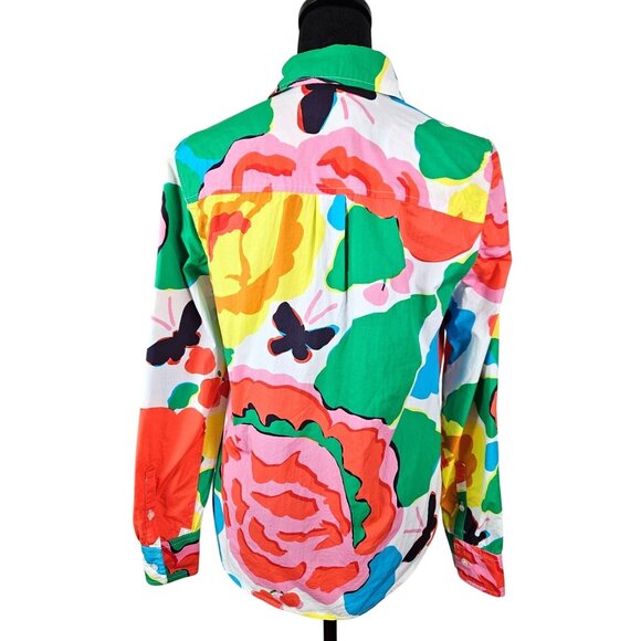 J.Crew Womens Floral Print Button-Up Shirt Size 2 Classic Fit Cotton Multicolor - Picture 4 of 10